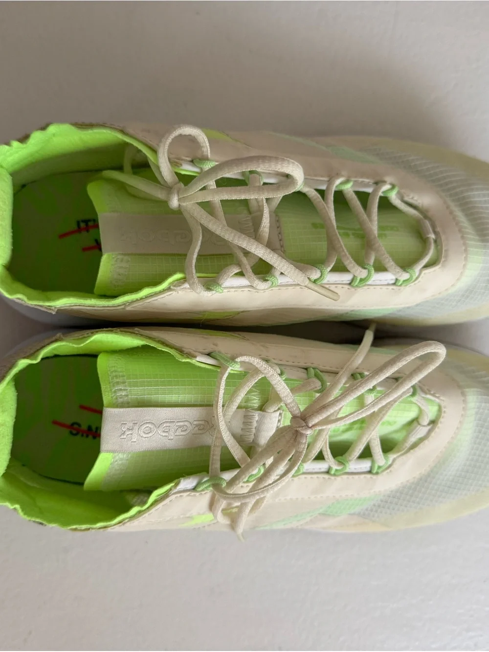 Reebok Cream Trainers with Neon Green Lining